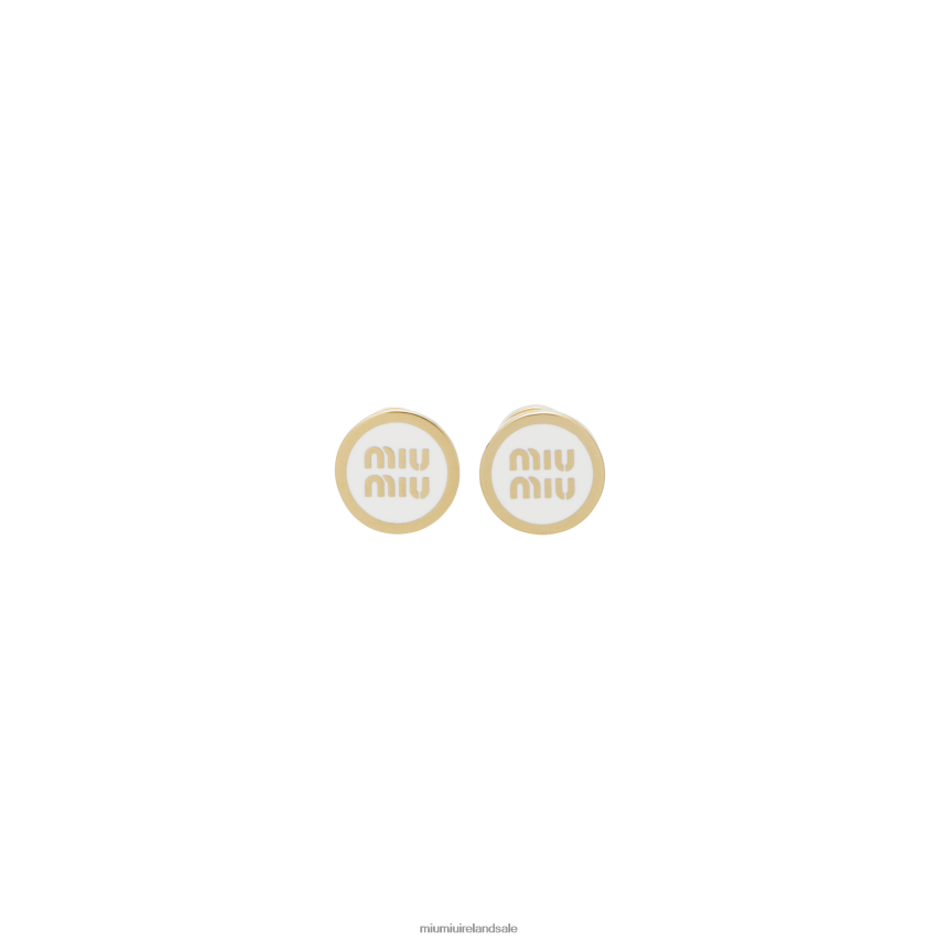 IE Miu MiuJewels Enameled Metal Earrings White XJN62J1295