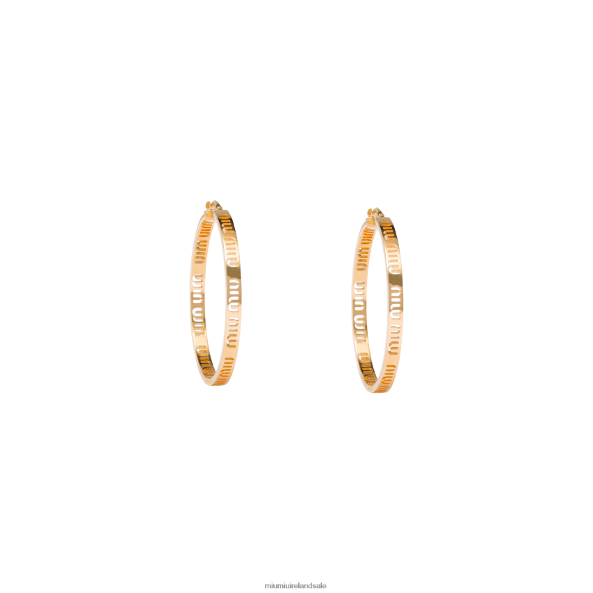 IE Miu MiuJewels Logo Earrings Gold XJN62J1316