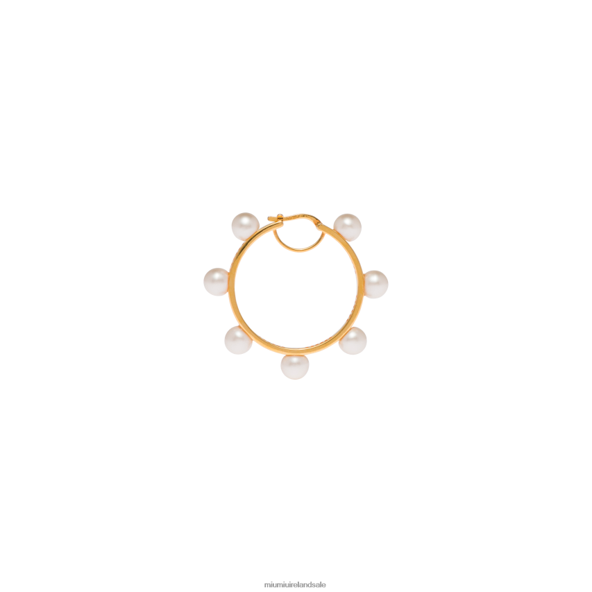 IE Miu MiuJewels Metal And Pearl Earrings Gold/Cream XJN62J1322