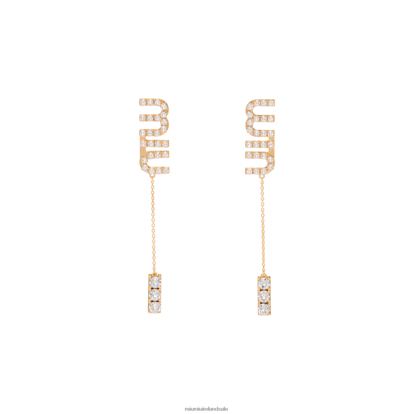 IE Miu MiuJewels Pendant Earrings With Crystals Gold XJN62J1310