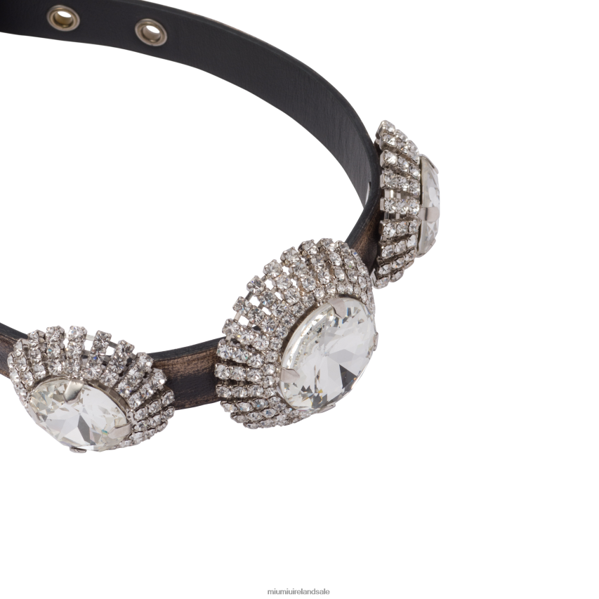 IE Miu MiuJewels Nappa Leather Choker With Crystals Sand/Coffee XJN62J1374