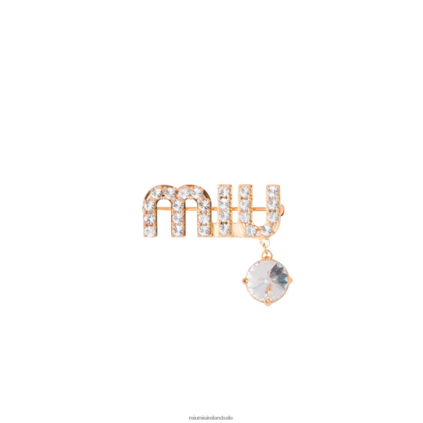 IE Miu MiuJewels Brooch With Crystal Pendant Gold XJN62J1392