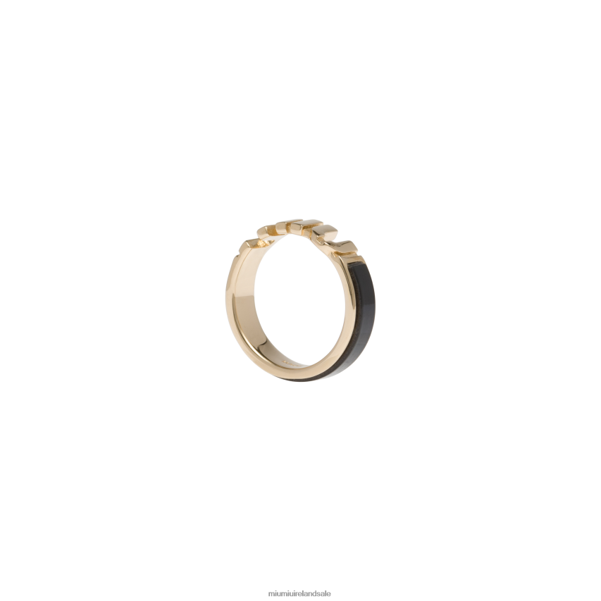 IE Miu MiuJewels Enameled Metal Ring Black XJN62J1385