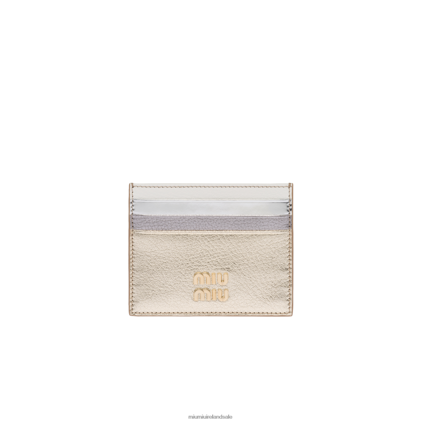 IE Miu MiuCollection Leather Card Holder Pyrite/Silver XJN62J1059