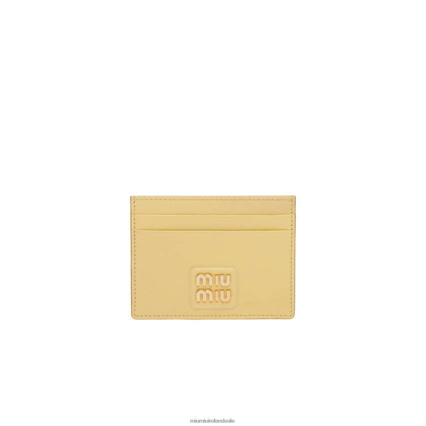 IE Miu MiuCollection Madras Leather Card Holder Lemon Yellow XJN62J1056