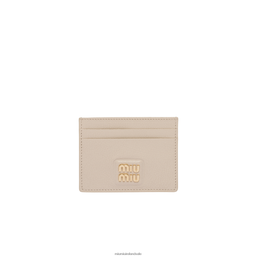 IE Miu MiuCollection Madras Leather Card Holder Raw White XJN62J1057