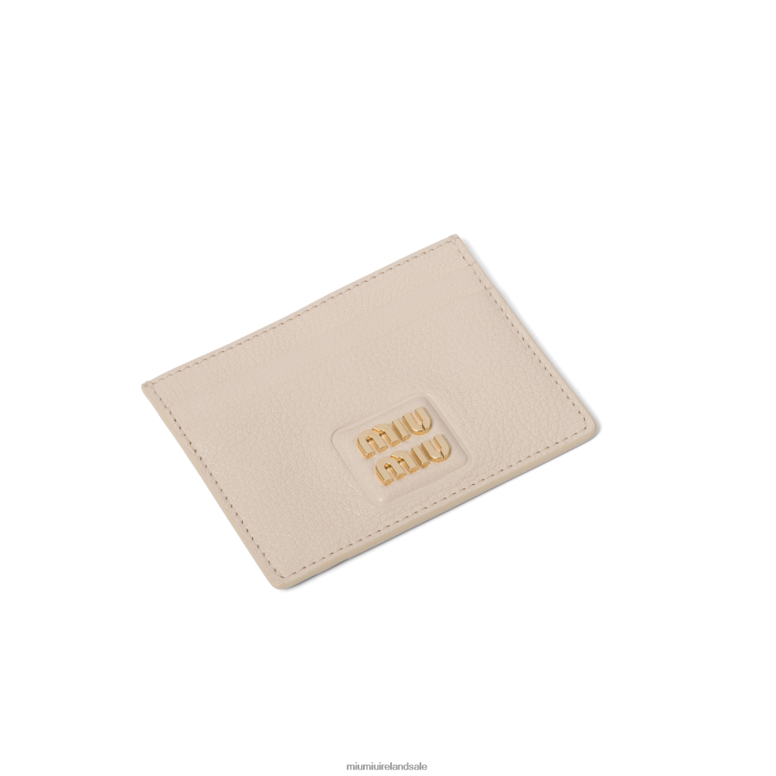 IE Miu MiuCollection Madras Leather Card Holder Raw White XJN62J1057