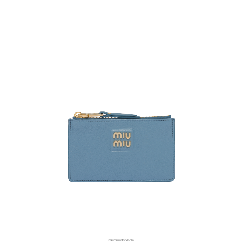 IE Miu MiuCollection Madras Leather Envelope Wallet Astral Blue XJN62J1058