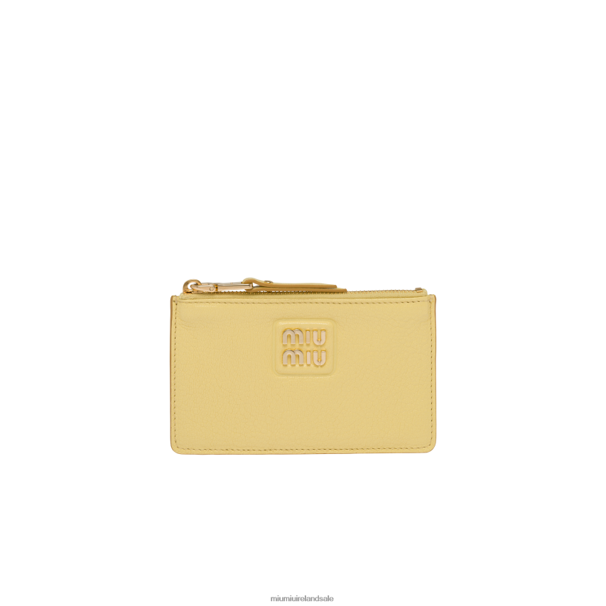 IE Miu MiuCollection Madras Leather Envelope Wallet Lemon Yellow XJN62J1054