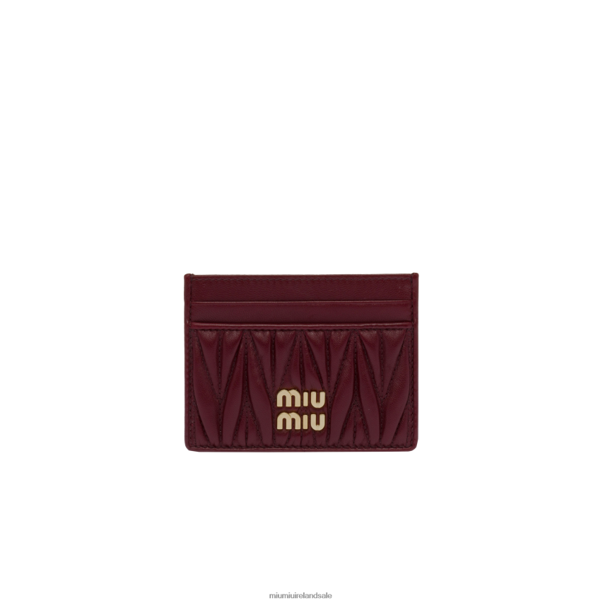 IE Miu MiuCollection Matelasse Nappa Leather Card Holder Amaranth Red/Maize Yellow XJN62J1039