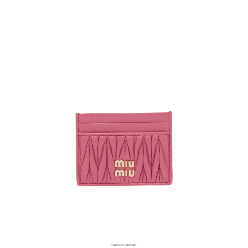 IE Miu MiuCollection Matelasse Nappa Leather Card Holder Begonia Pink XJN62J1041