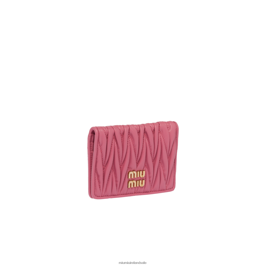IE Miu MiuCollection Matelasse Nappa Leather Card Holder Begonia Pink XJN62J1044