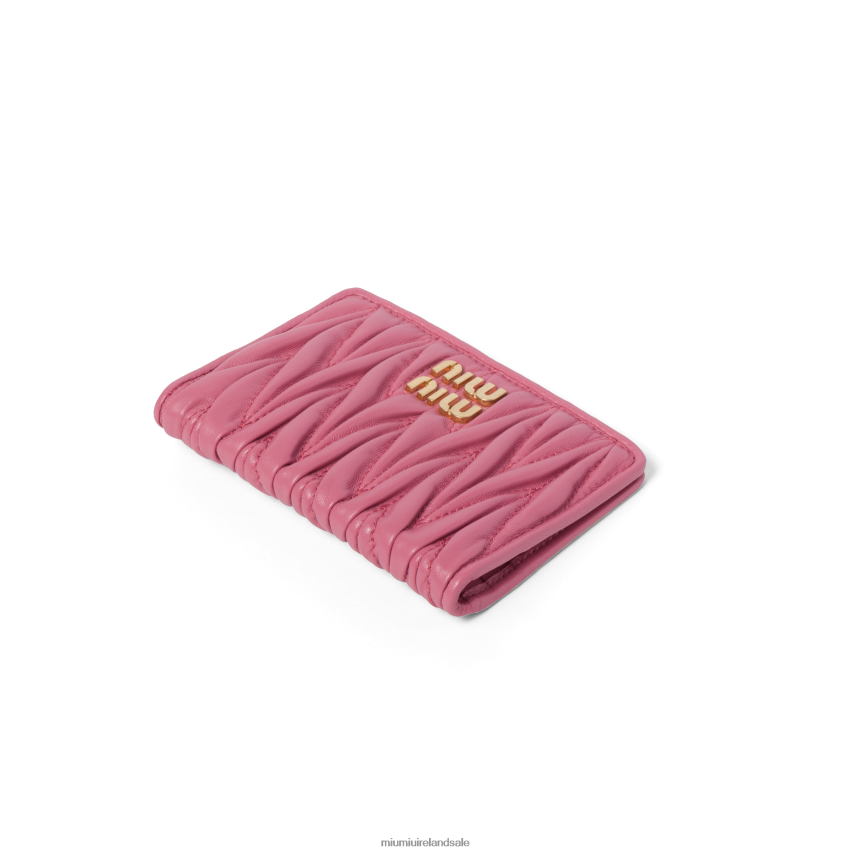 IE Miu MiuCollection Matelasse Nappa Leather Card Holder Begonia Pink XJN62J1044