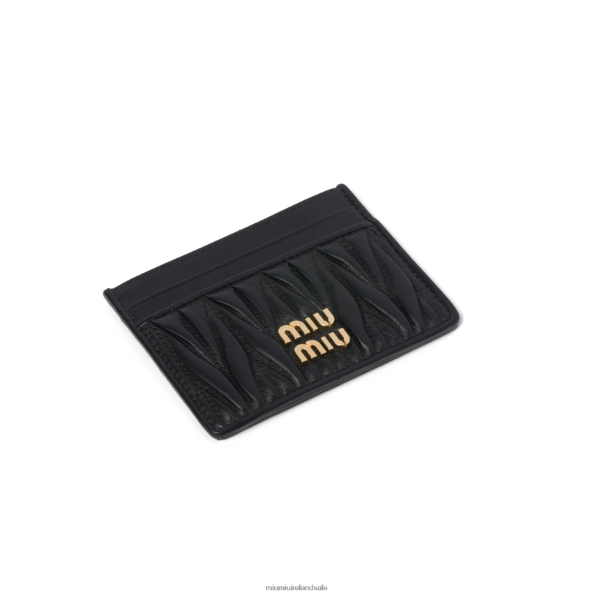 IE Miu MiuCollection Matelasse Nappa Leather Card Holder Black XJN62J1035