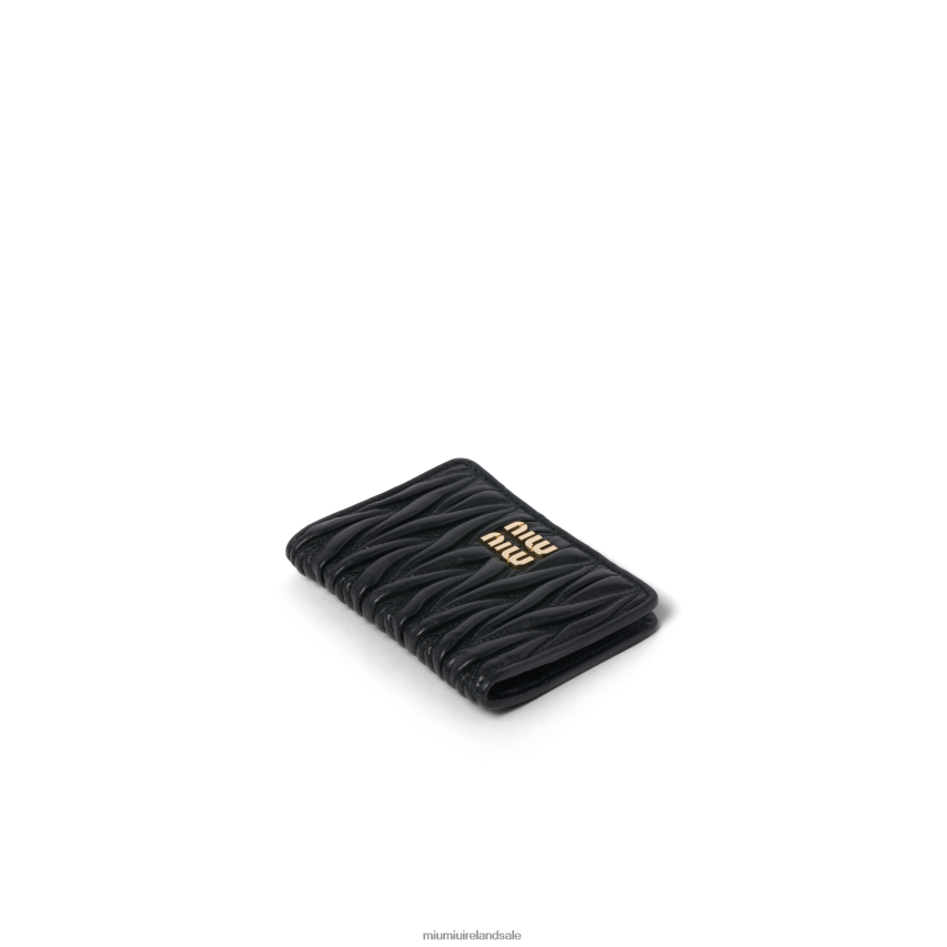 IE Miu MiuCollection Matelasse Nappa Leather Card Holder Black XJN62J1049