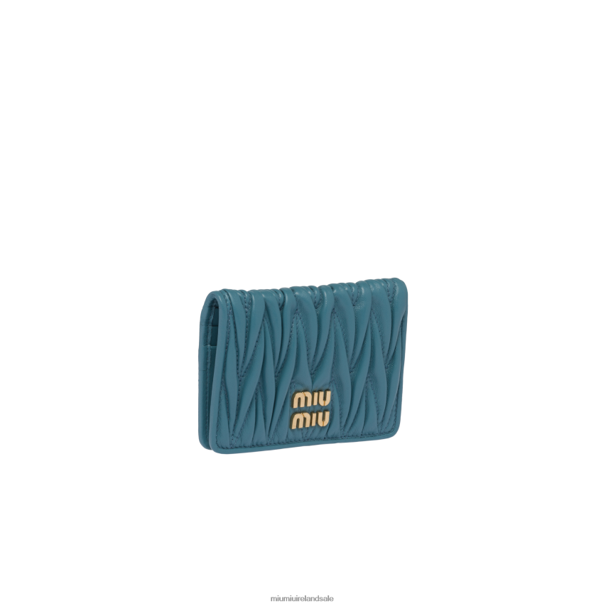 IE Miu MiuCollection Matelasse Nappa Leather Card Holder Marina Blue XJN62J1046