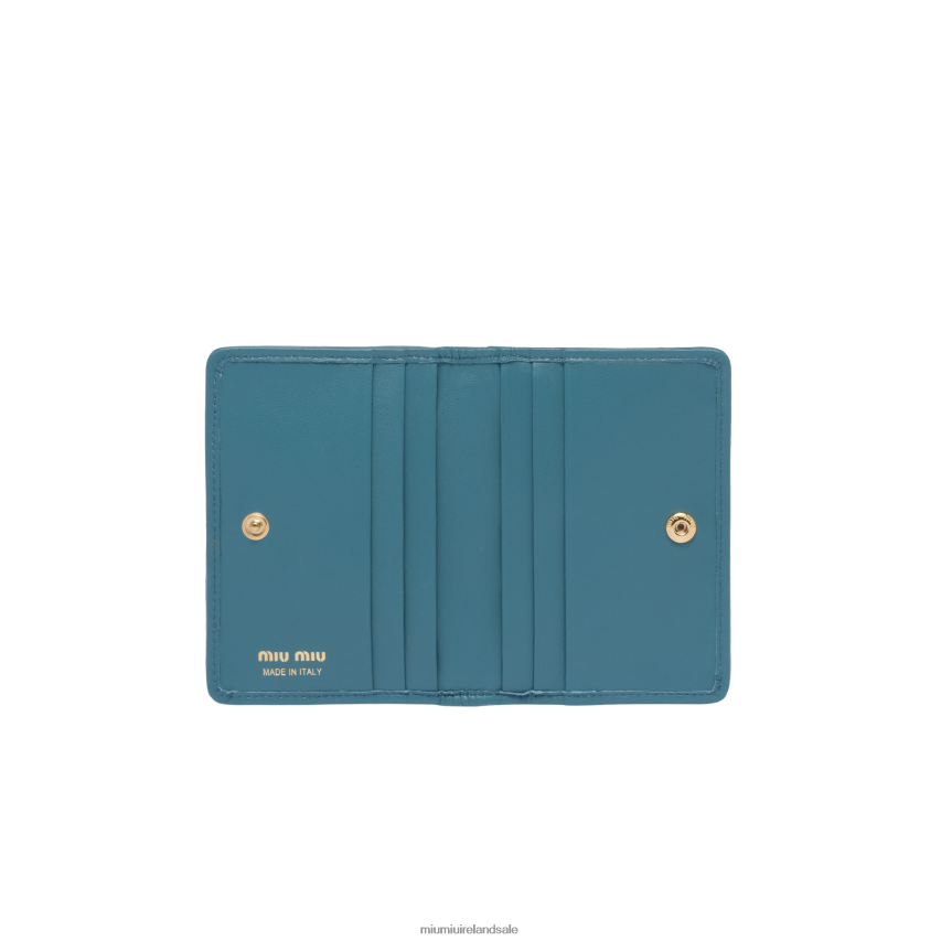 IE Miu MiuCollection Matelasse Nappa Leather Card Holder Marina Blue XJN62J1046
