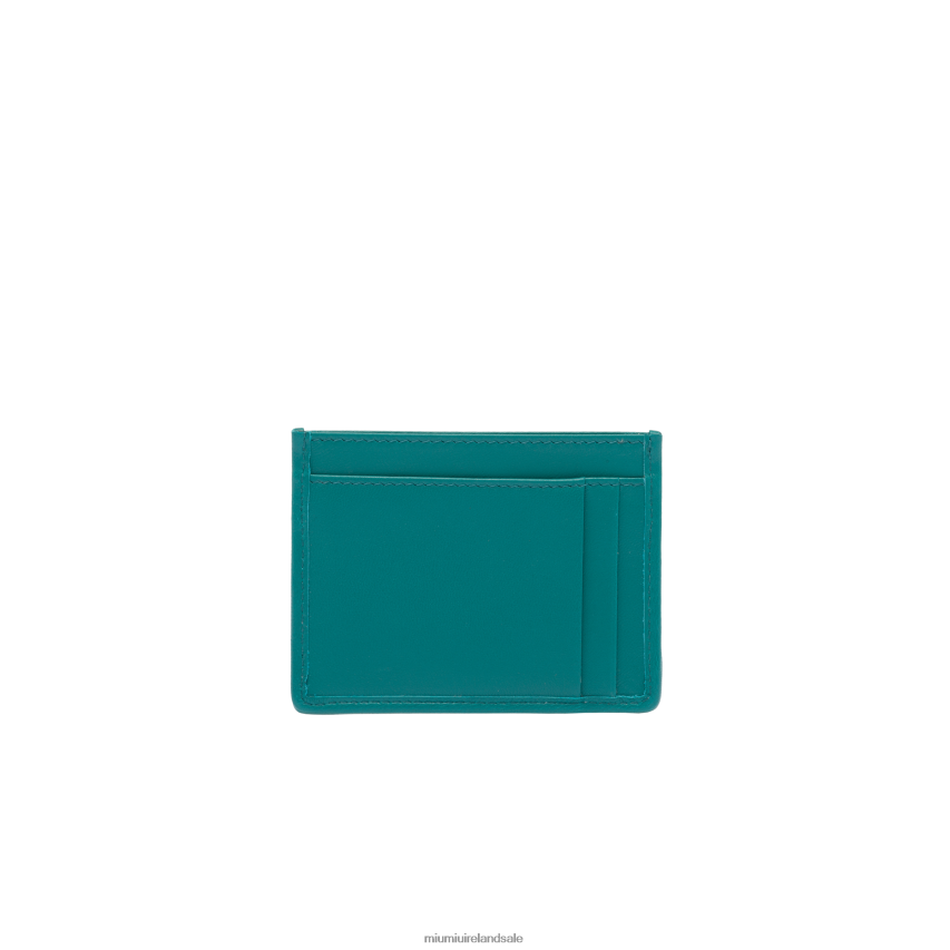 IE Miu MiuCollection Matelasse Nappa Leather Card Holder Peacock Blue XJN62J1037