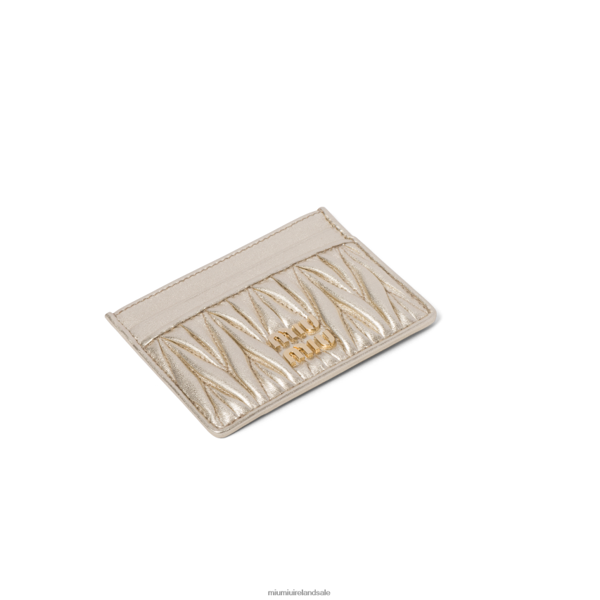 IE Miu MiuCollection Matelasse Nappa Leather Card Holder Pyrite XJN62J1043