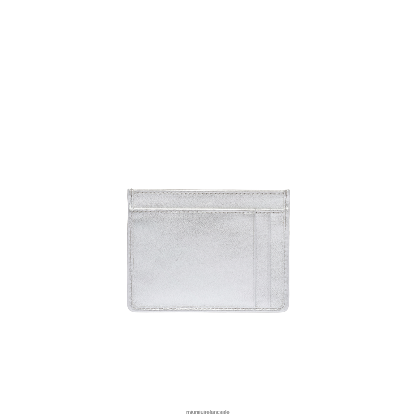 IE Miu MiuCollection Matelasse Nappa Leather Card Holder Silver XJN62J1036
