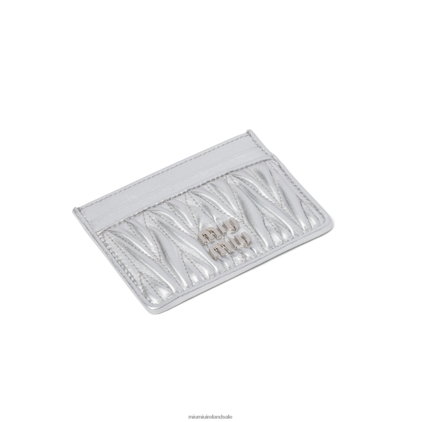 IE Miu MiuCollection Matelasse Nappa Leather Card Holder Silver XJN62J1036