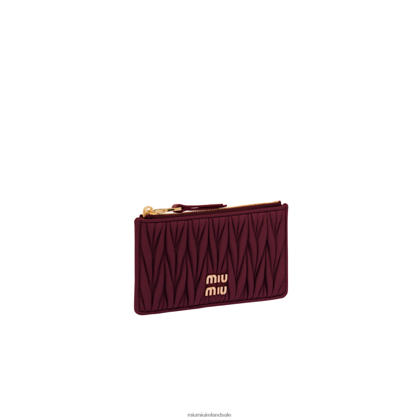 IE Miu MiuCollection Matelasse Nappa Leather Envelope Wallet Amaranth Red/Maize Yellow XJN62J1034