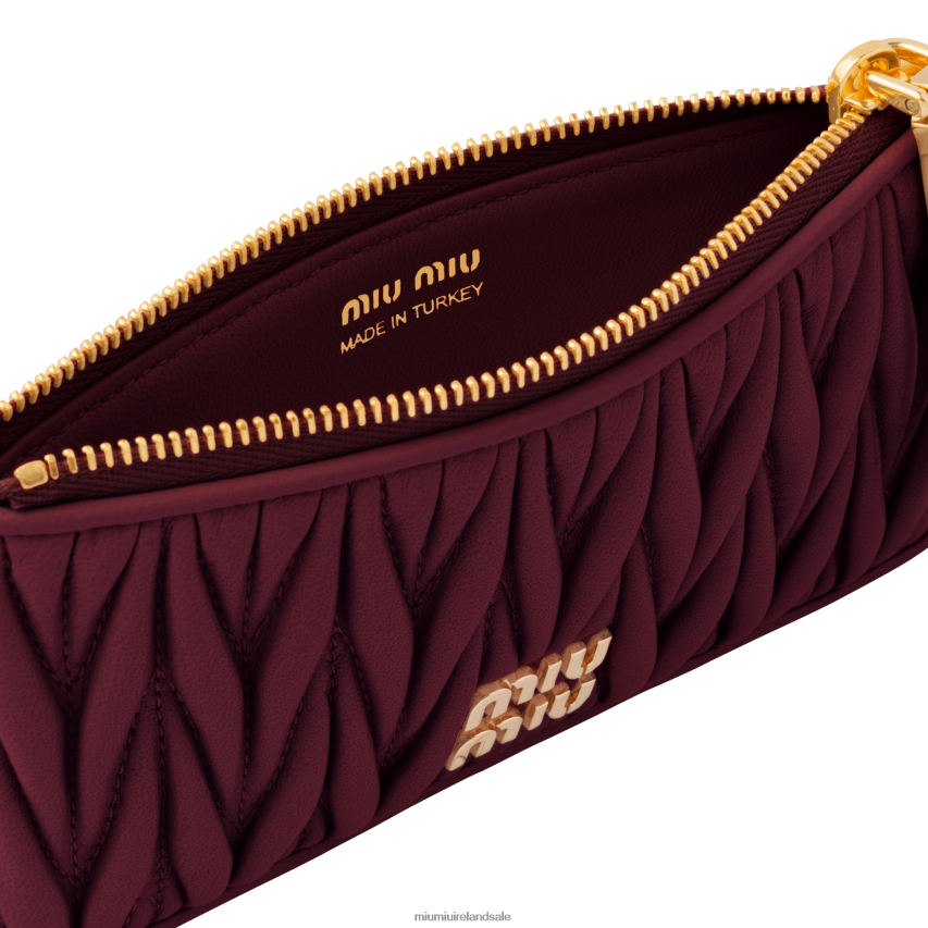 IE Miu MiuCollection Matelasse Nappa Leather Envelope Wallet Amaranth Red/Maize Yellow XJN62J1034
