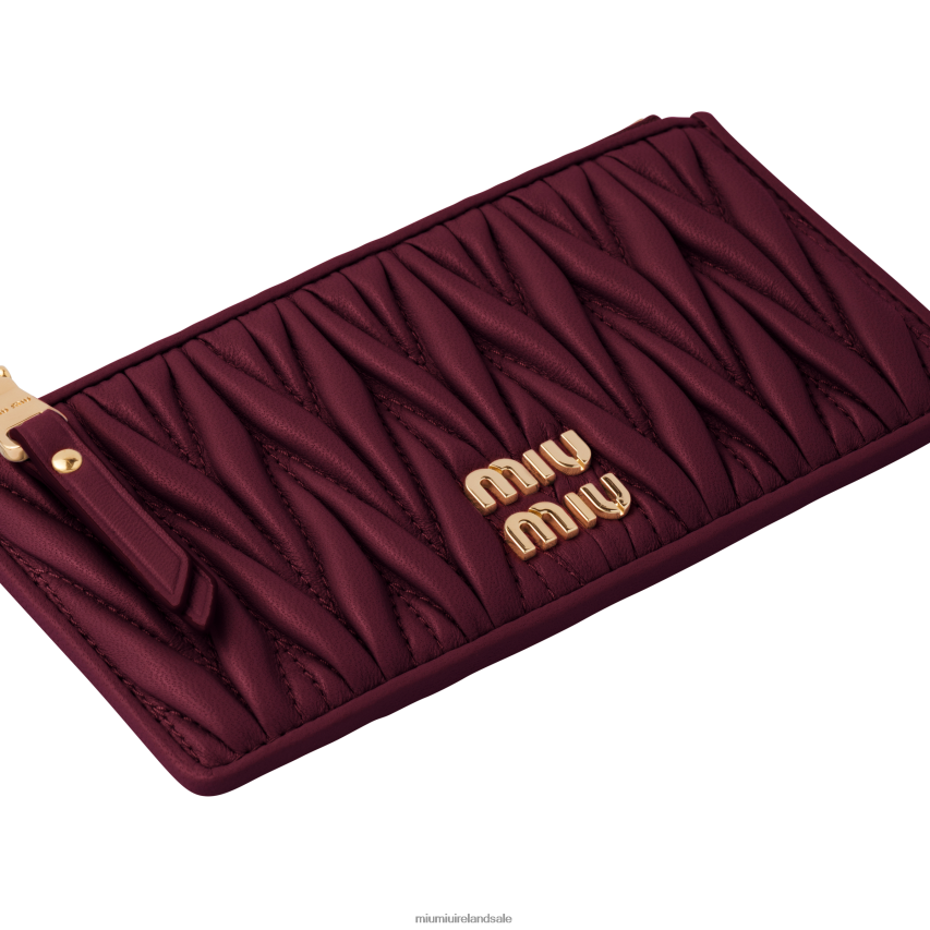 IE Miu MiuCollection Matelasse Nappa Leather Envelope Wallet Amaranth Red/Maize Yellow XJN62J1034