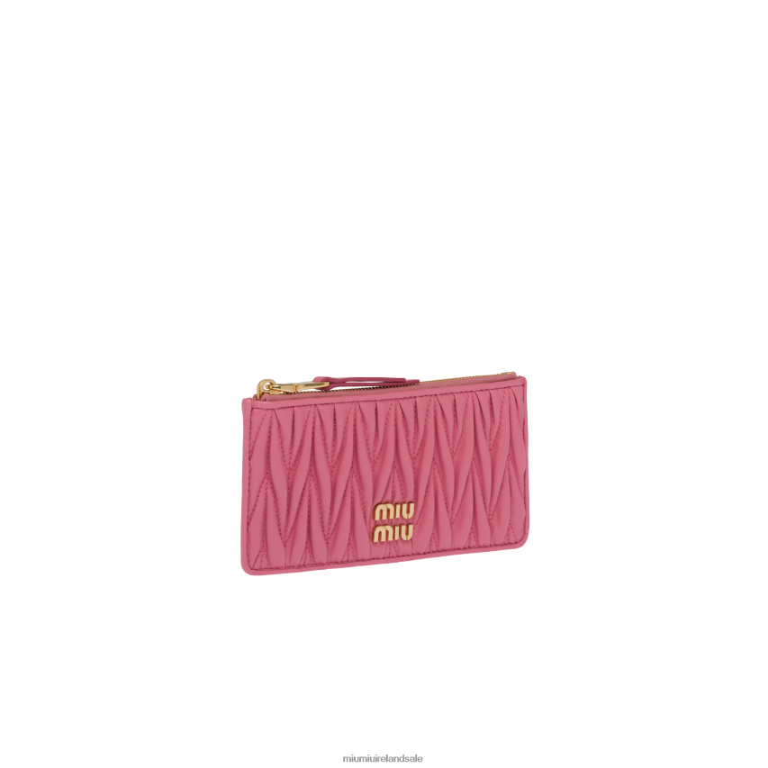 IE Miu MiuCollection Matelasse Nappa Leather Envelope Wallet Begonia Pink XJN62J1052