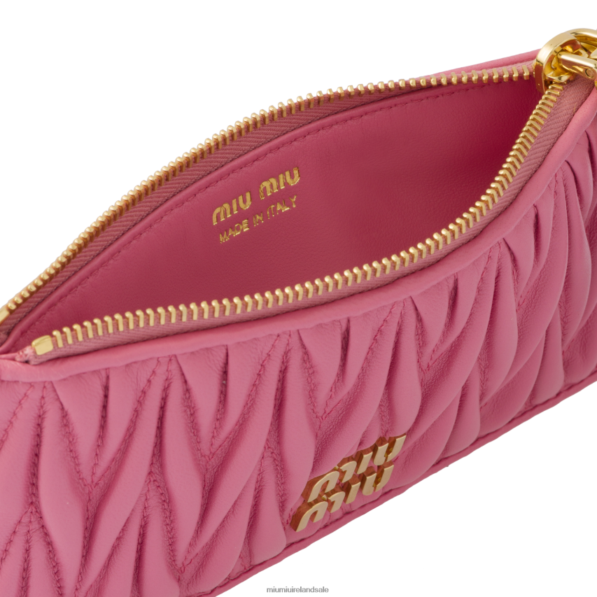 IE Miu MiuCollection Matelasse Nappa Leather Envelope Wallet Begonia Pink XJN62J1052