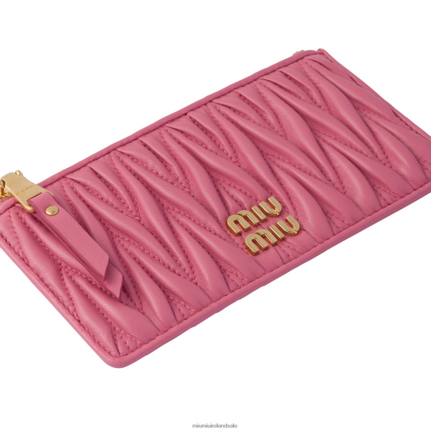 IE Miu MiuCollection Matelasse Nappa Leather Envelope Wallet Begonia Pink XJN62J1052