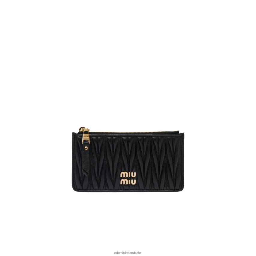 IE Miu MiuCollection Matelasse Nappa Leather Envelope Wallet Black XJN62J1033