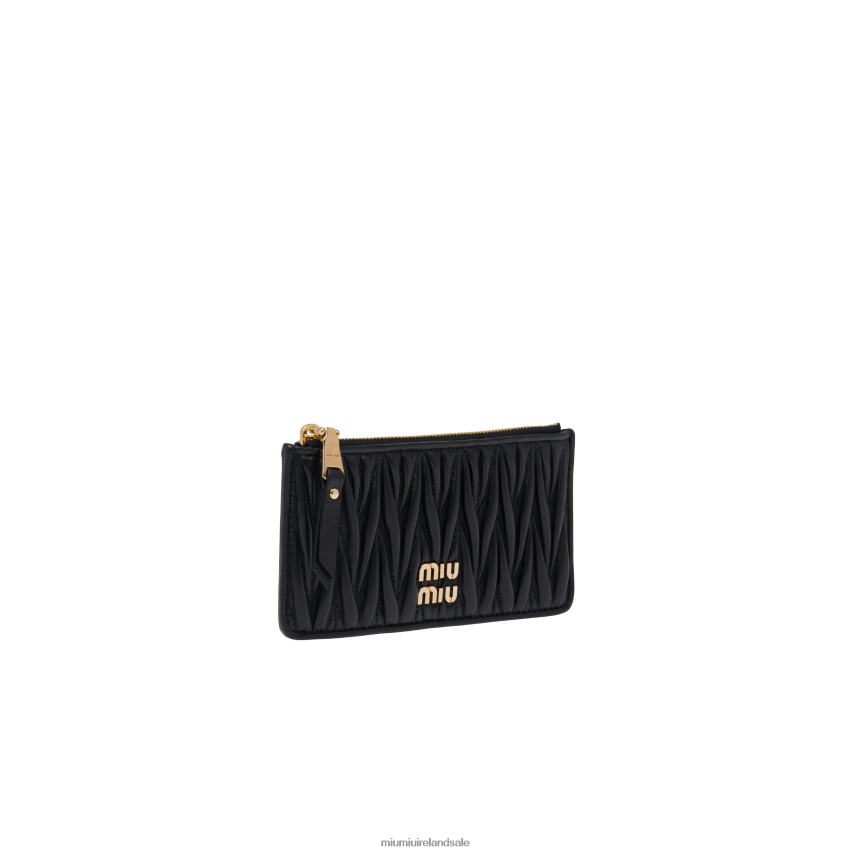 IE Miu MiuCollection Matelasse Nappa Leather Envelope Wallet Black XJN62J1033