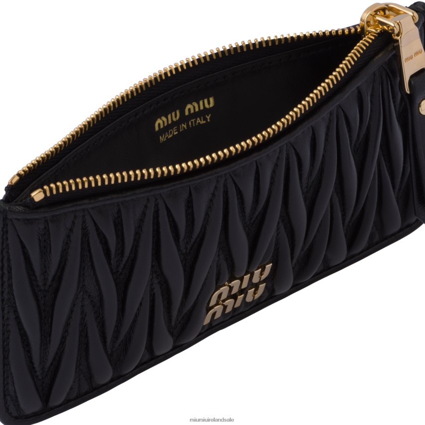 IE Miu MiuCollection Matelasse Nappa Leather Envelope Wallet Black XJN62J1033