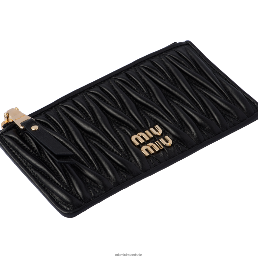 IE Miu MiuCollection Matelasse Nappa Leather Envelope Wallet Black XJN62J1033