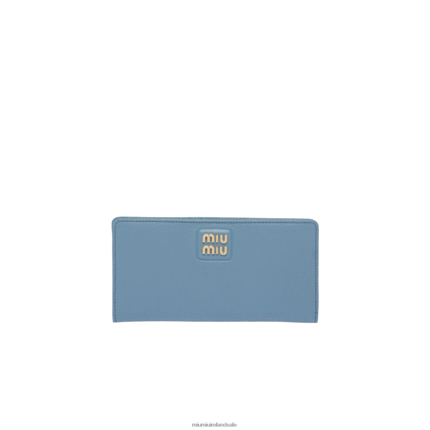IE Miu MiuCollection Large Madras Leather Wallet Astral Blue XJN62J1088