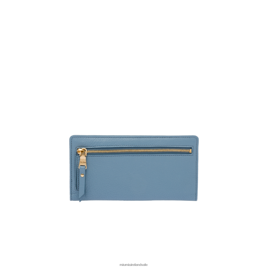 IE Miu MiuCollection Large Madras Leather Wallet Astral Blue XJN62J1088