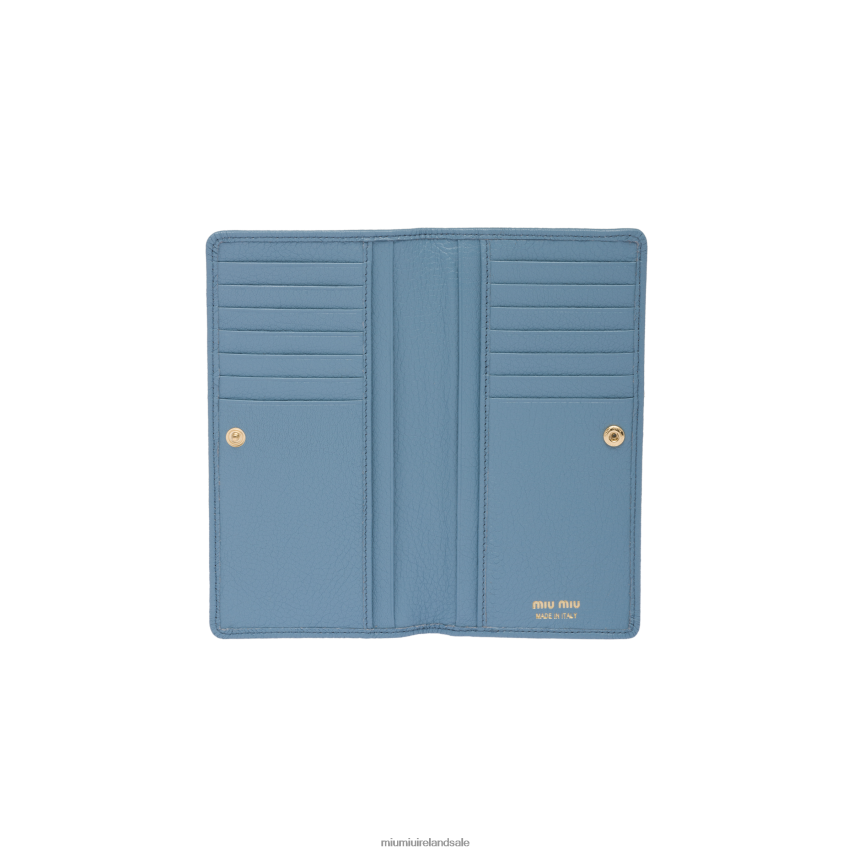 IE Miu MiuCollection Large Madras Leather Wallet Astral Blue XJN62J1088