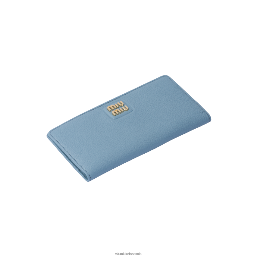 IE Miu MiuCollection Large Madras Leather Wallet Astral Blue XJN62J1088