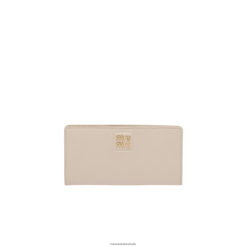 IE Miu MiuCollection Large Madras Leather Wallet Raw White XJN62J1089