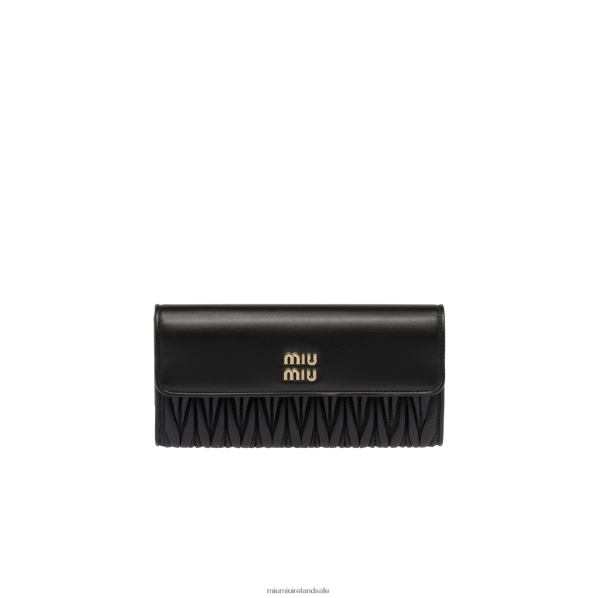 IE Miu MiuCollection Large Matelasse Nappa Leather Wallet Black XJN62J1086
