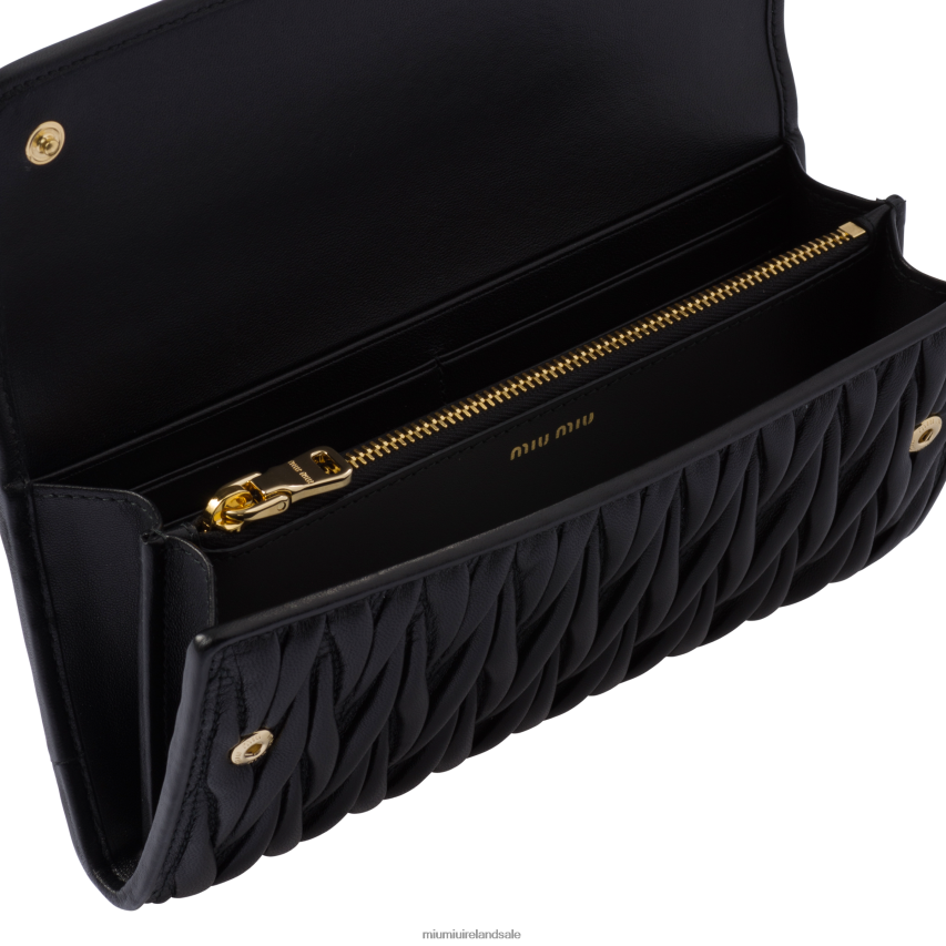 IE Miu MiuCollection Large Matelasse Nappa Leather Wallet Black XJN62J1086