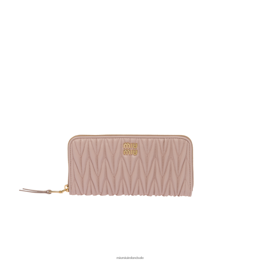 IE Miu MiuCollection Large Matelasse Nappa Leather Wallet Water Lily XJN62J1085