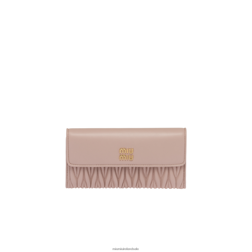 IE Miu MiuCollection Large Matelasse Nappa Leather Wallet Water Lily XJN62J1087