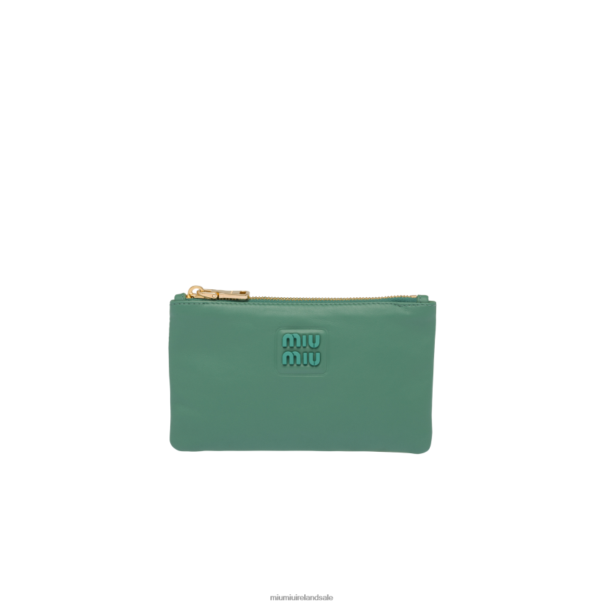 IE Miu MiuCollection Leather Envelope Pouch Sage Green XJN62J1092
