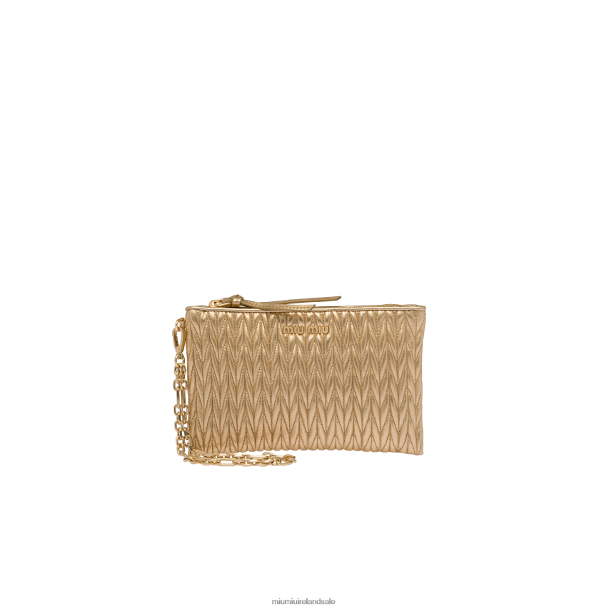 IE Miu MiuCollection Matelasse Nappa Leather Pouch Platinum XJN62J1090