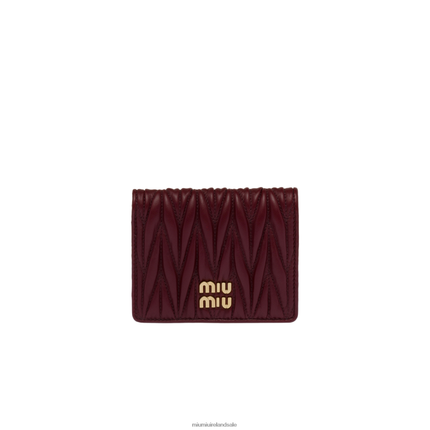 IE Miu MiuCollection Small Matelasse Nappa Leather Wallet Amaranth Red/Maize Yellow XJN62J1070