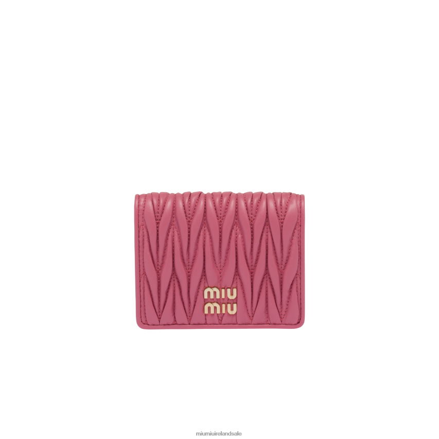 IE Miu MiuCollection Small Matelasse Nappa Leather Wallet Begonia Pink XJN62J1072