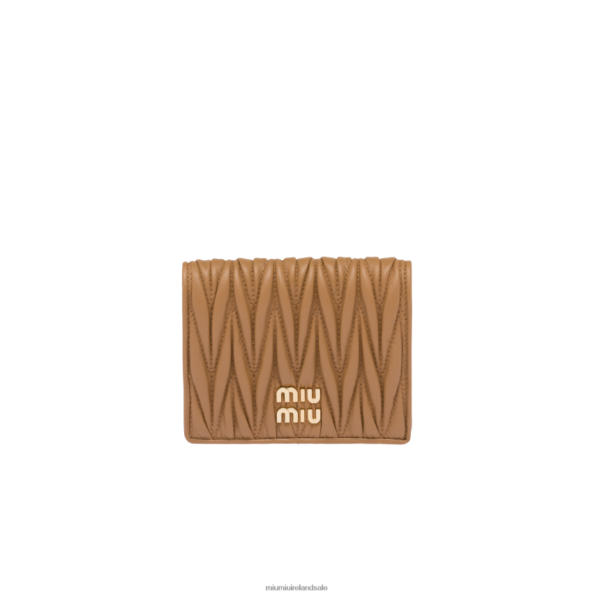 IE Miu MiuCollection Small Matelasse Nappa Leather Wallet Caramel XJN62J1076