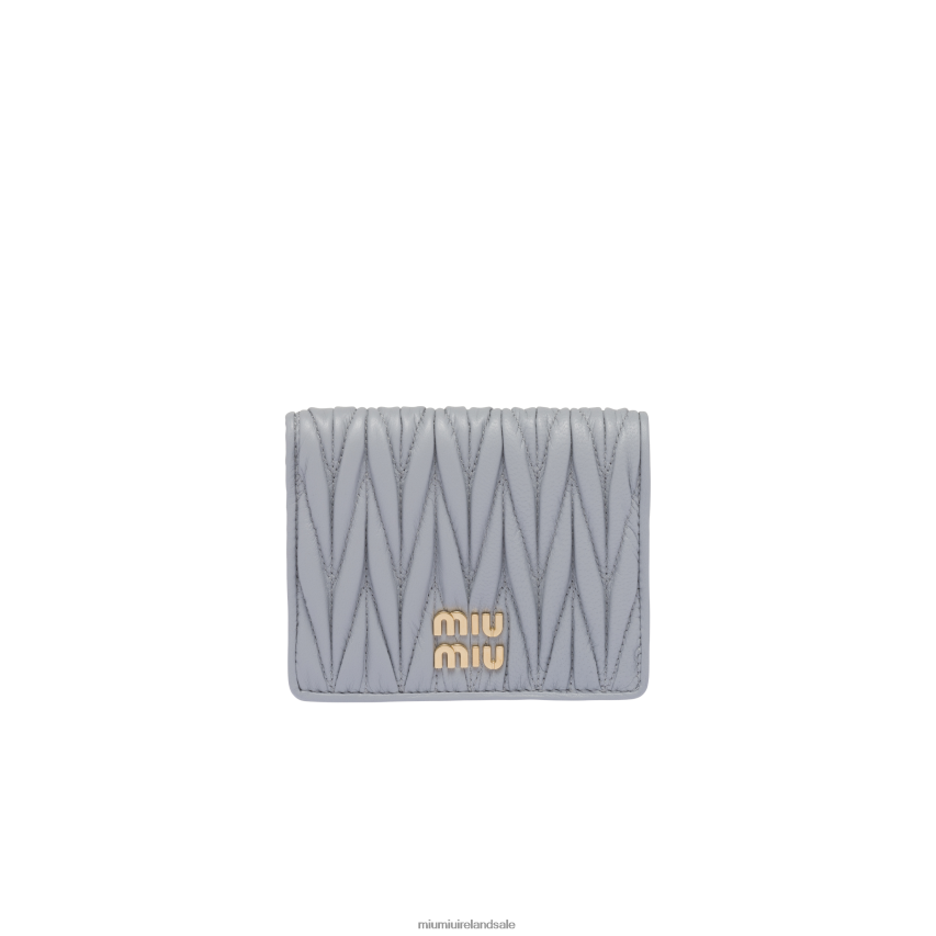 IE Miu MiuCollection Small Matelasse Nappa Leather Wallet Cornflower XJN62J1071